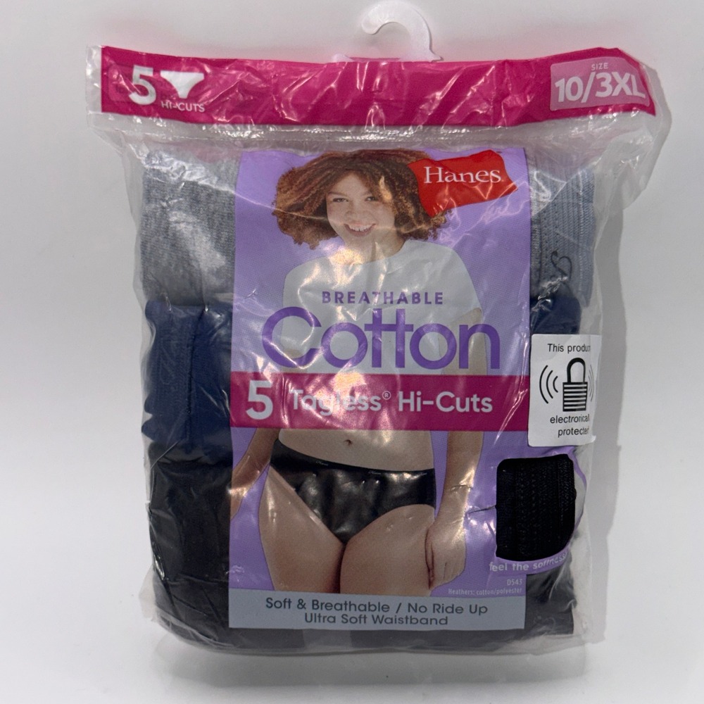 Hanes 10/3XL Breathable Cotton Tagless Hi-Cuts 5-Pack Underwear Basics D543AS